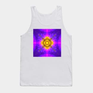 Psychedelic Kaleidoscope Square Yellow and Purple Tank Top